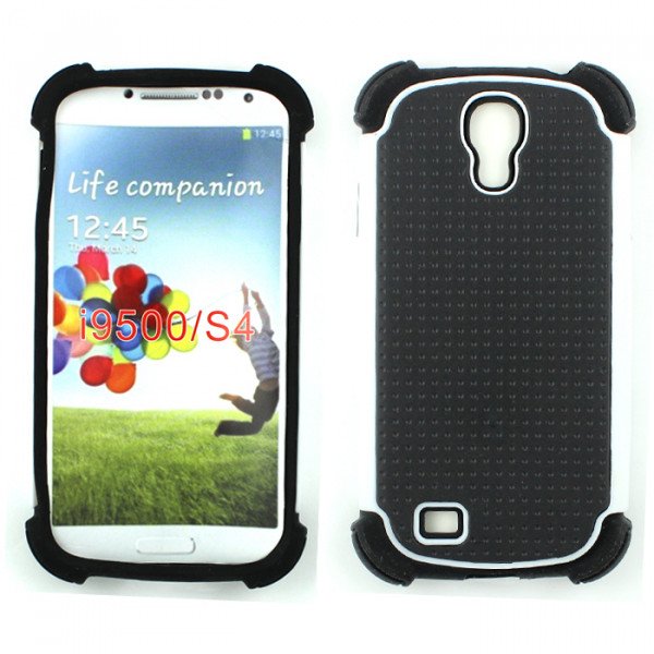 Wholesale Samsung Galaxy S4 Gummy Shell Case (Black-White)